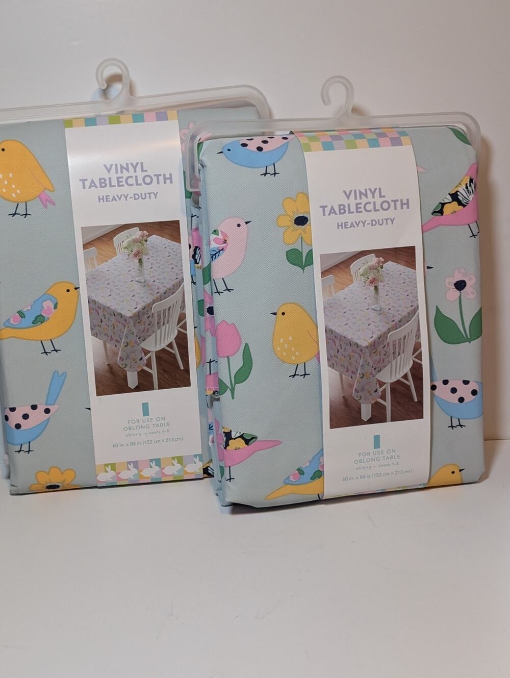 Vinyl Tablecloth Birds Floral Heavy Duty 60x84 Oblong Indoor Outdoor New
